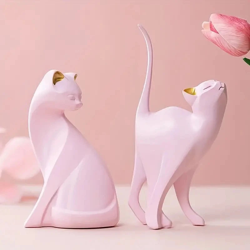 Resina Casais Estátuas Do Gato Para Decorações Home, Estatueta Animal, Criativo Europeu, Presente De Casamento, Escultura Decorativa