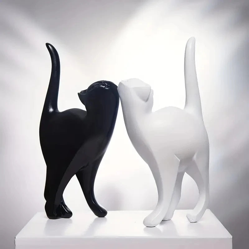 Resina Casais Estátuas Do Gato Para Decorações Home, Estatueta Animal, Criativo Europeu, Presente De Casamento, Escultura Decorativa