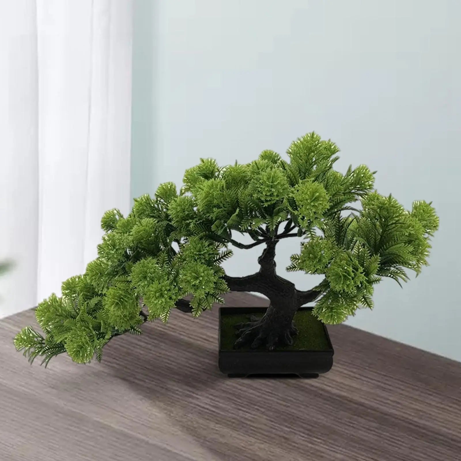 Simulação de árvore de pinho bonsai artificial, plantas em vasos, árvore de exibição de mesa para estante, sala de estar, decoração de peitoril de janela