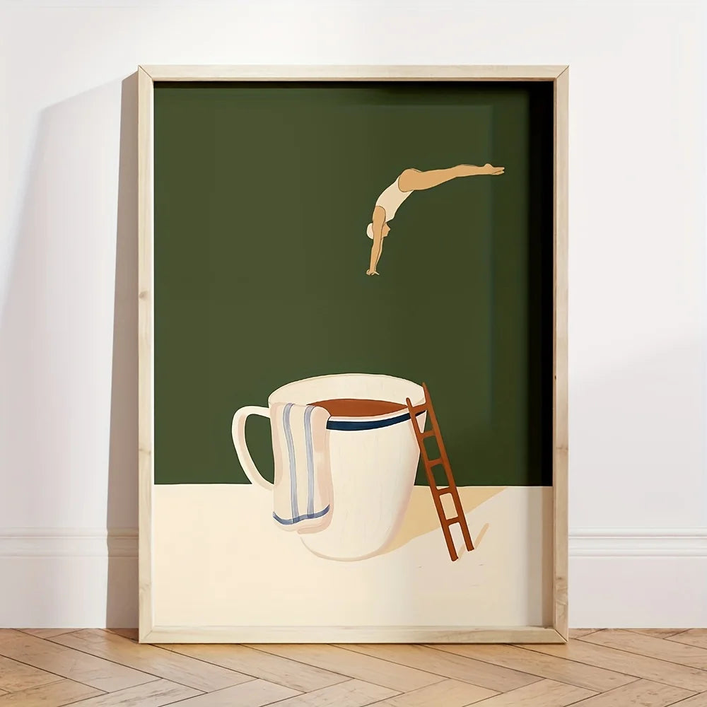 Retro café mergulho cartaz pintura em tela bom dia amante do café impressão arte da parede para sala de estar casa cozinha decoração sem moldura