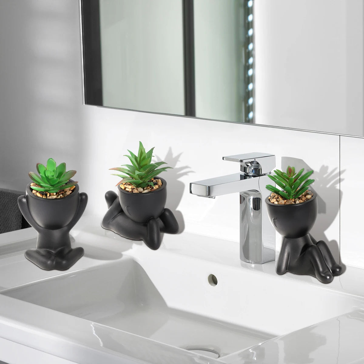 Xiya flor artificial aloe vaso de planta preto personagem em miniatura pote falso vaso planta atacado material pe decoração para casa