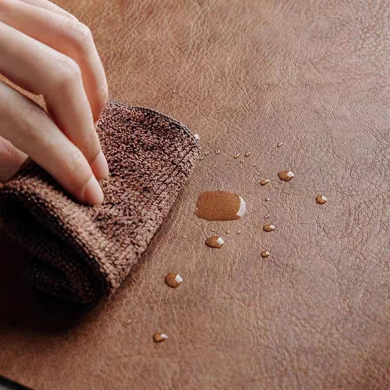 Inmos 4 peças de tapete de mesa de couro sintético estilo couro à prova d'água e resistente a óleo, placemat retangular de dupla face, design sem lavagem