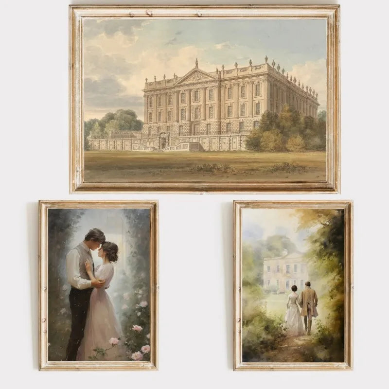 Orgulho e preconceito arte de parede impressão em tela pintura a óleo elizabethennet e mr darcy cottagecore cartazes decoração de casa