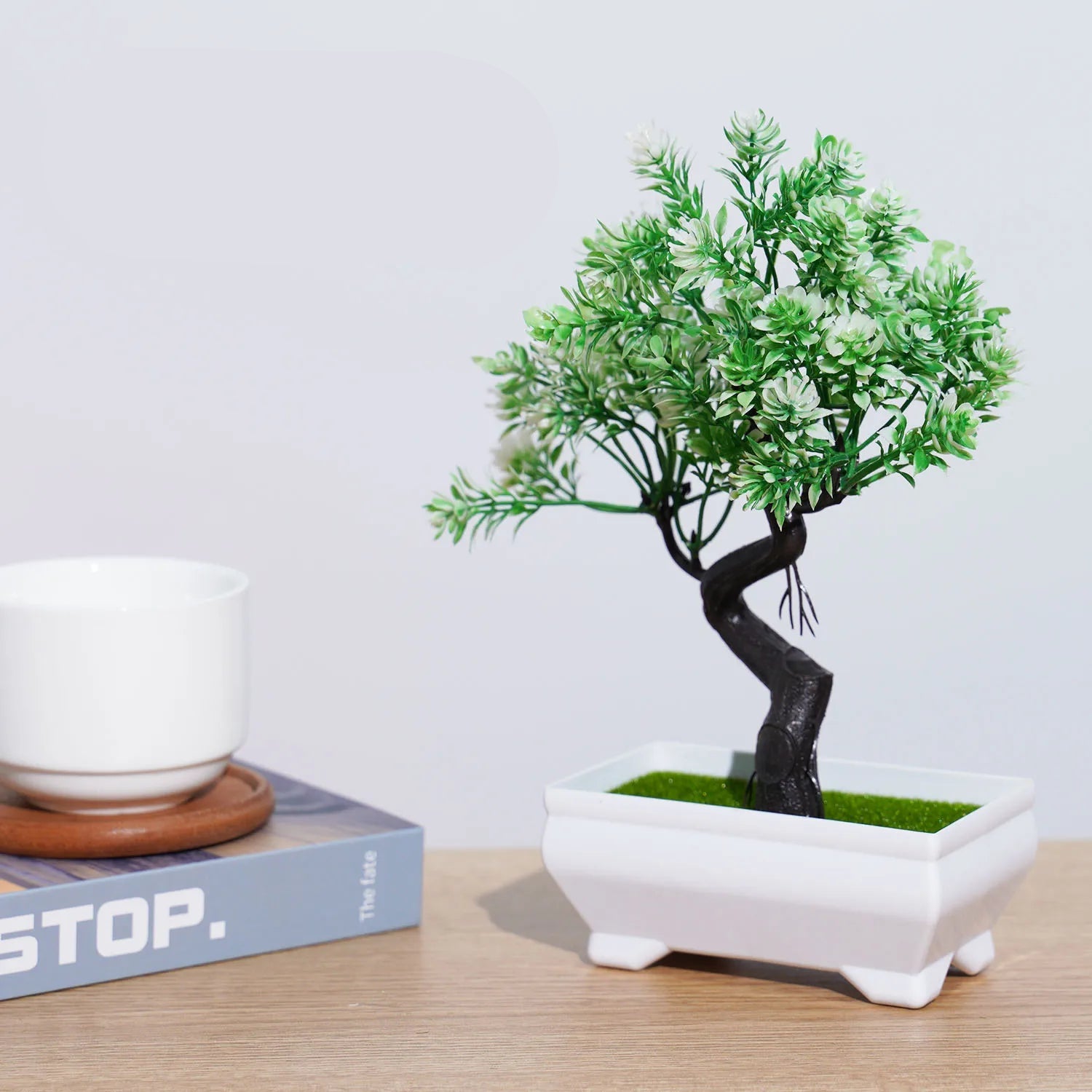 Plantas artificiais bonsai pequena árvore simulação pote plantas flores falsas mesa vaso ornamentos para hotel jardim decoração de casa
