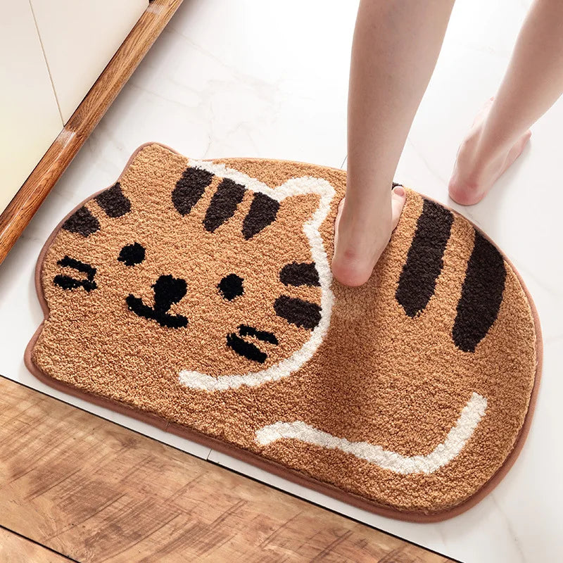 Tapetes de banheiro absorvente criativo dos desenhos animados forma gato grosso reunindo tapetes de banho antiderrapante tapete de banho tapetes decorativos da porta