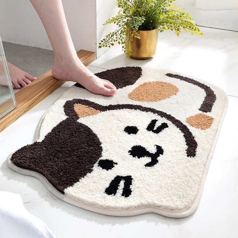Tapetes de banheiro absorvente criativo dos desenhos animados forma gato grosso reunindo tapetes de banho antiderrapante tapete de banho tapetes decorativos da porta