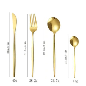 24 peças titânio banhado a ouro conjunto de talheres de aço inoxidável facas garfos colheres conjunto de talheres para casa e restaurante máquina de lavar louça