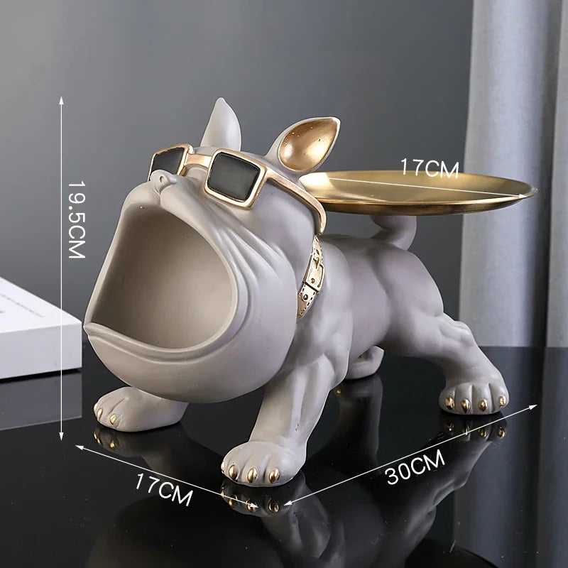 30cm decoração de casa estatueta bulldog estátua do cão caixa armazenamento ornamento animal resina artesanato arte escultura estatueta casa filhote de cachorro escultura
