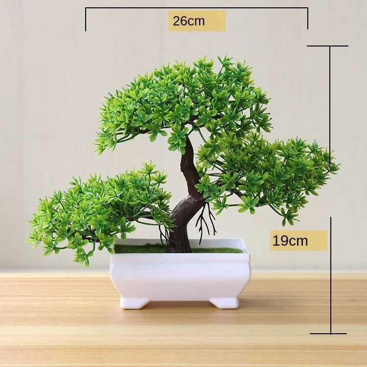 Plantas artificiais em vaso bonsai verde pequena árvore plantas flores falsas ornamentos em vaso para casa decoração do jardim festa decoração do hotel