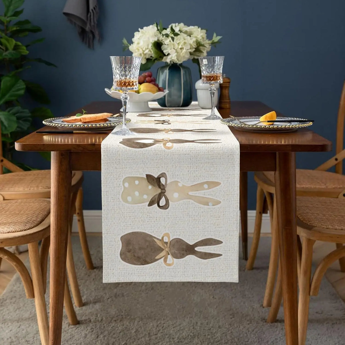 Coelho de páscoa amor coração linho corredor de mesa decoração de festa reutilizável fazenda cozinha mesa de jantar corredor decorações de páscoa