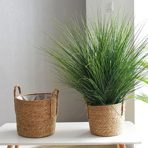 1pc nórdico artesanal palha tecido vaso de flores plantador cesta lavanderia roupas sujas armazenamento vaso jardim planta verde flor suportes