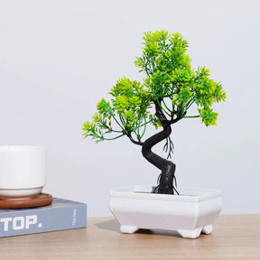 Plantas artificiais bonsai pequena árvore simulação pote plantas flores falsas mesa vaso ornamentos para hotel jardim decoração de casa