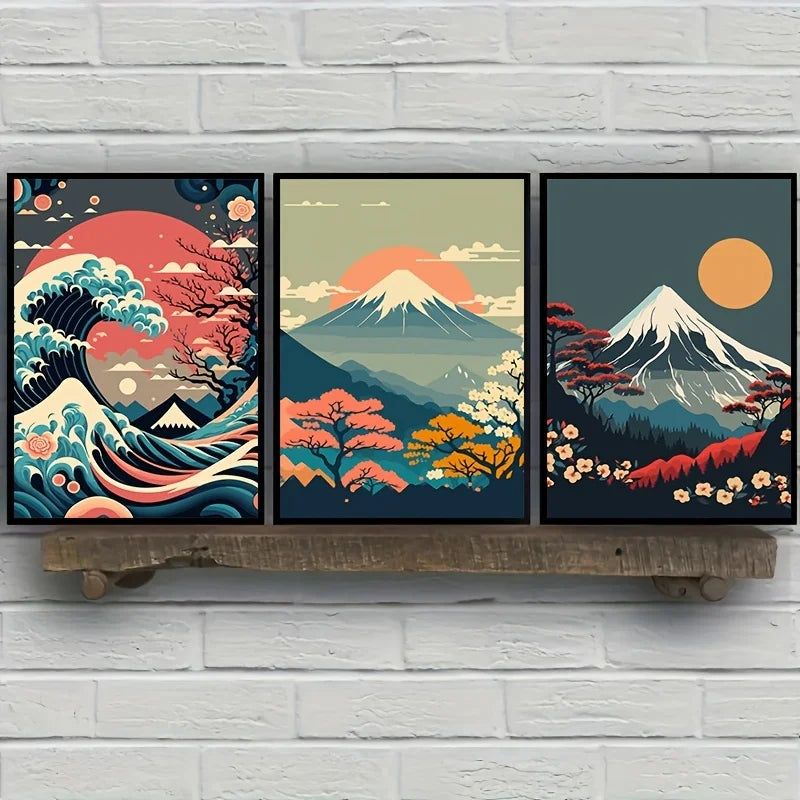 Perfeito japonês natureza paisagem arte da parede pintura em tela moderna impressões de arte da parede e cartazes para sala estar quadros decoração