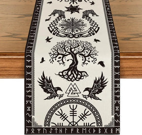 Preto viking corvo capacete de we linho pano de mesa sazonal fazenda cômoda cachecol decoração de mesa casa cozinha mesa de jantar decoração