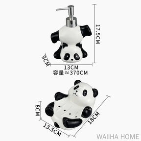 Criativo crianças panda dispensador de sabão cerâmica forma panda saboneteira acessórios decoração do banheiro shampoo garrafa meninas presente