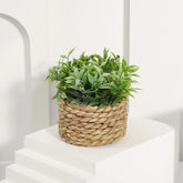 Xiya flor verde plantas artificiais eucalipto grama tecido pequenas vasos de plantas grama mound 11cm material pe decoração para casa