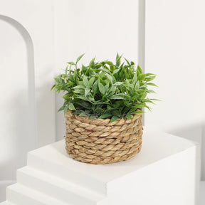 Xiya flor verde plantas artificiais eucalipto grama tecido pequenas vasos de plantas grama mound 11cm material pe decoração para casa