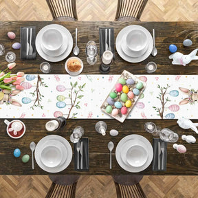 Coelhinho da páscoa ovos coloridos corredor de mesa de linho decoração de festa de férias fazenda cozinha corredor de mesa de jantar decorações de páscoa