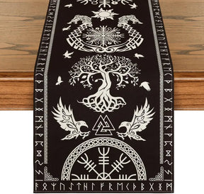 Preto viking corvo capacete de we linho pano de mesa sazonal fazenda cômoda cachecol decoração de mesa casa cozinha mesa de jantar decoração