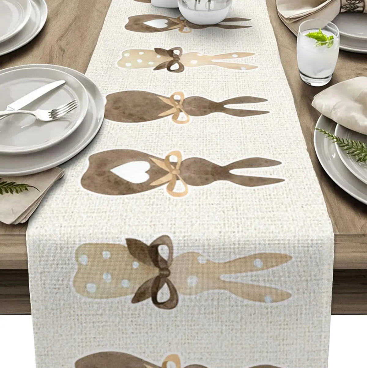 Coelho de páscoa amor coração linho corredor de mesa decoração de festa reutilizável fazenda cozinha mesa de jantar corredor decorações de páscoa