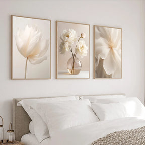1pc/3 pçs sem moldura nórdico bege peônia flores pintura em tela moderna floral botânico cartazes estética arte da parede decoração para casa