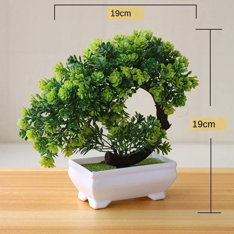 Plantas artificiais em vaso bonsai verde pequena árvore plantas flores falsas ornamentos em vaso para casa decoração do jardim festa decoração do hotel