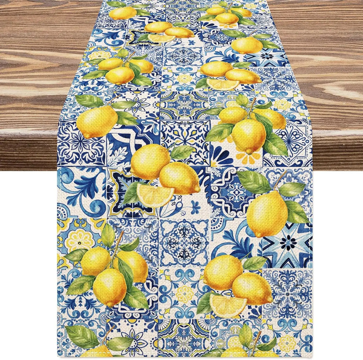 Verão limão telhas linho corredor de mesa festa de férias decoração reutilizável fazenda cozinha mesa de jantar corredor decorações de casamento