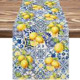 Verão limão telhas linho corredor de mesa festa de férias decoração reutilizável fazenda cozinha mesa de jantar corredor decorações de casamento