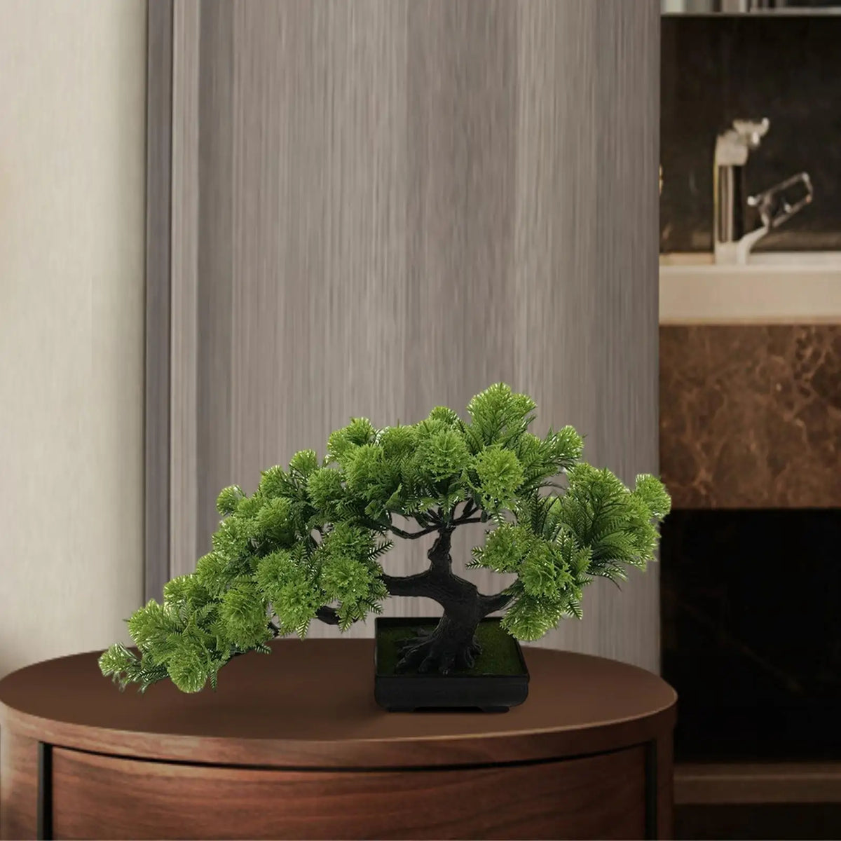 Simulação de árvore de pinho bonsai artificial, plantas em vasos, árvore de exibição de mesa para estante, sala de estar, decoração de peitoril de janela