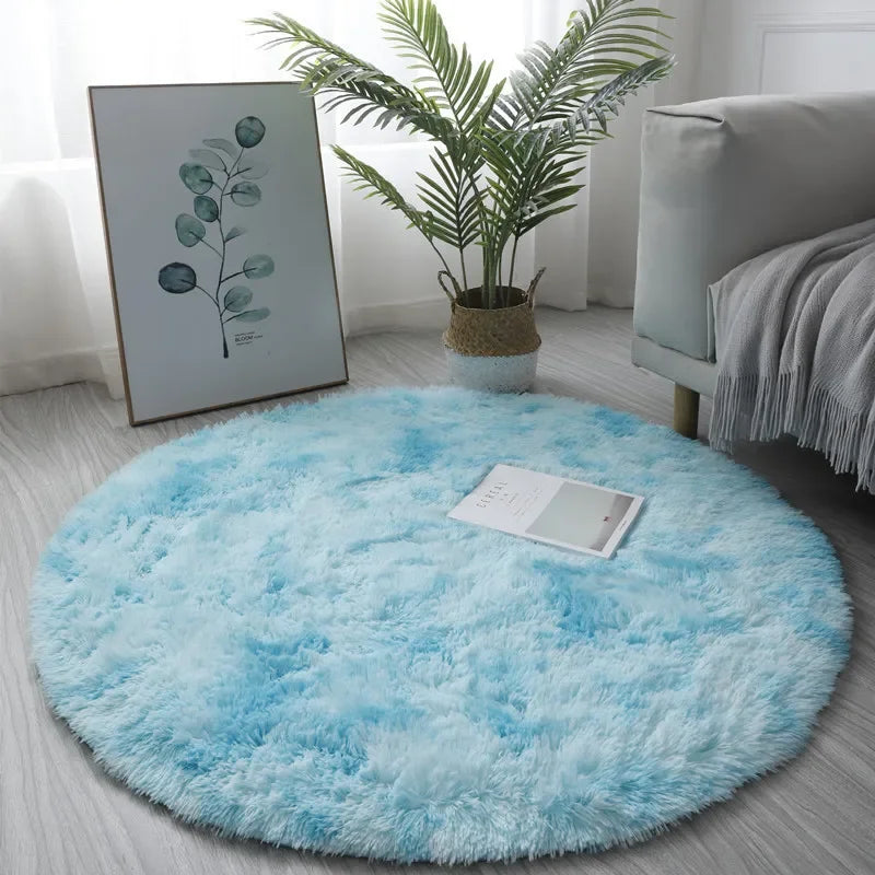 Tapete redondo de pelúcia super macio, tapete branco fofo para sala de estar, decoração de casa, quarto de criança, salão de beleza, pilha grossa