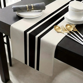 1pc listra geométrica corredor de mesa de linho, moderno simples preto e branco xadrez clássico vintage pano de mesa, decoração para casa