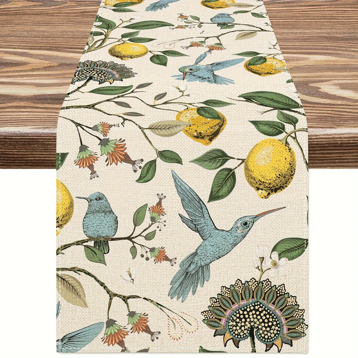 Azul pássaro limão árvore impresso linho corredores de mesa verão outono sazonal cômoda cachecol decoração para casa feriado festa de casamento decoração de mesa