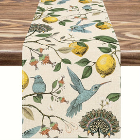 Azul pássaro limão árvore impresso linho corredores de mesa verão outono sazonal cômoda cachecol decoração para casa feriado festa de casamento decoração de mesa