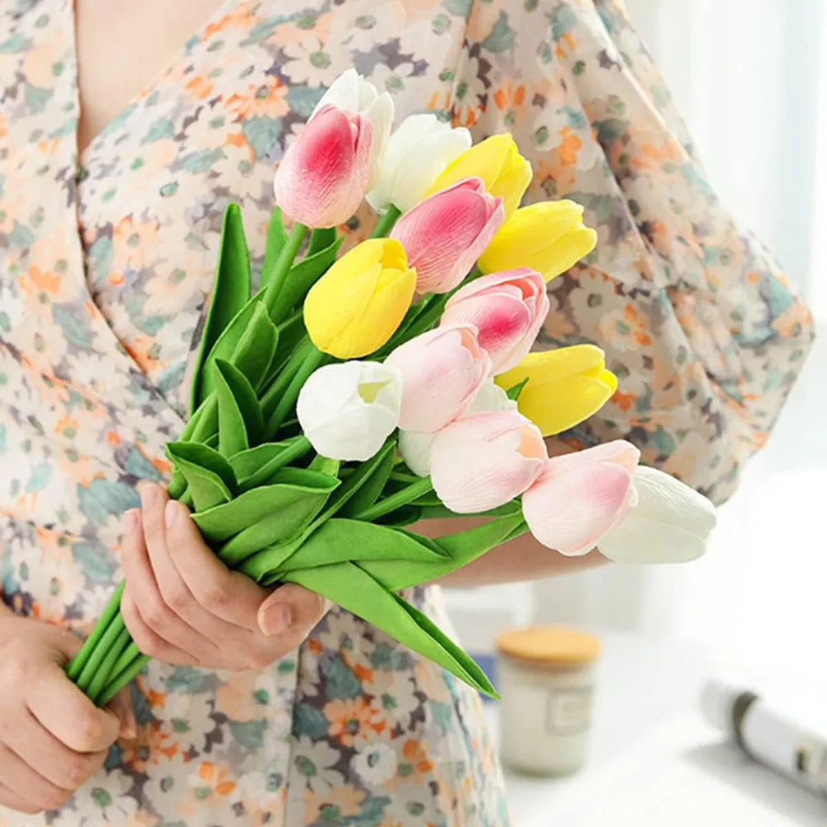10 pçs flor artificial toque realista tulipa scrapbooking vaso decoração de casa casamento jardim arco guirlanda buquê do dia das mães diy