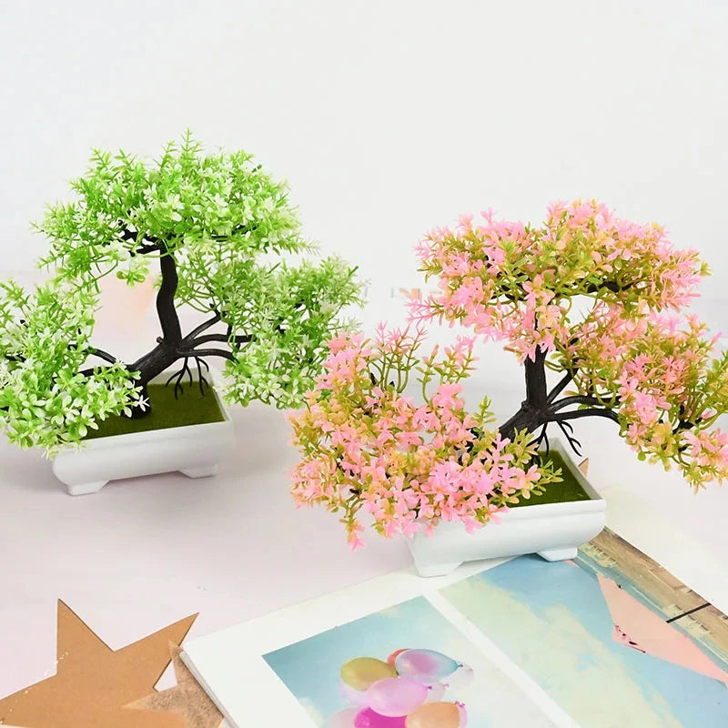 Pote Pequeno Artificial De Bonsai, Planta Falsa, Flores, Enfeites Em Vaso, Decoração De Mesa De Quarto De Casa, Decoração Do Jardim Do Hotel