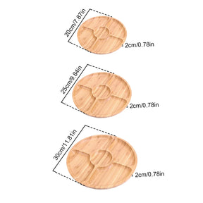 Bandeja de servir redonda de bambu Leeseph com 5 compartimentos, ideal para lanches, frutas, nozes, prato de madeira com divisórias para travessas de festa