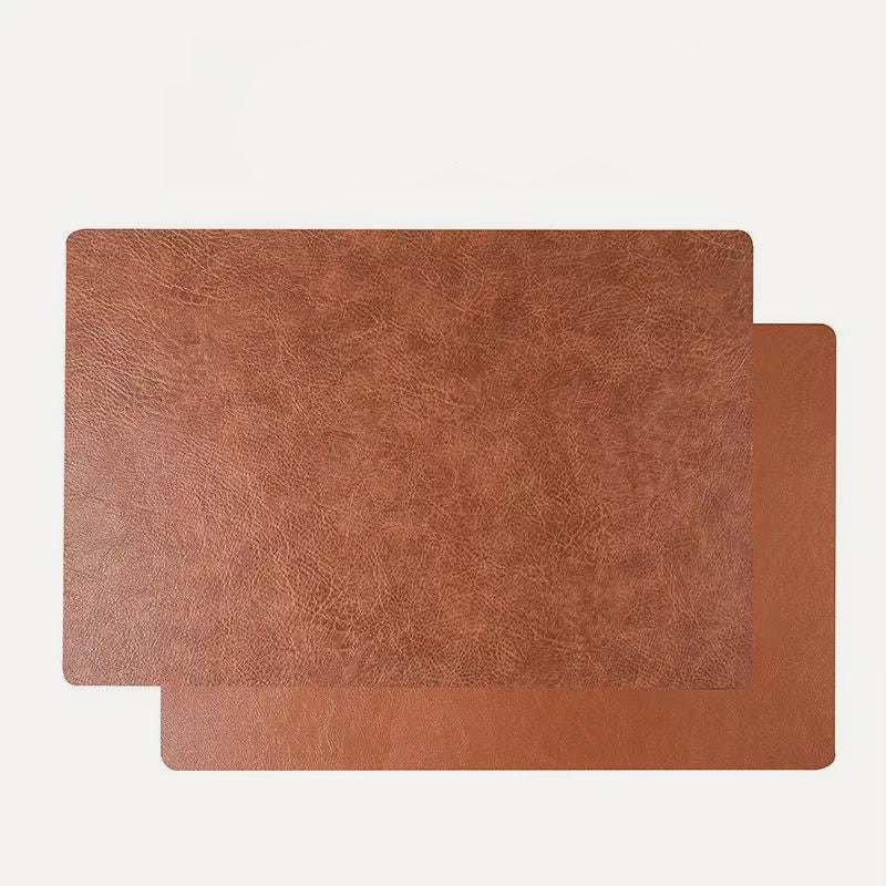 Inmos 4 peças de tapete de mesa de couro sintético estilo couro à prova d'água e resistente a óleo, placemat retangular de dupla face, design sem lavagem