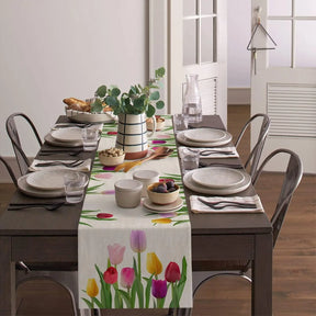 Páscoa tulipa flores corredores de mesa de linho cômoda cachecóis decoração de mesa primavera fazenda corredores de mesa de jantar decorações de casamento