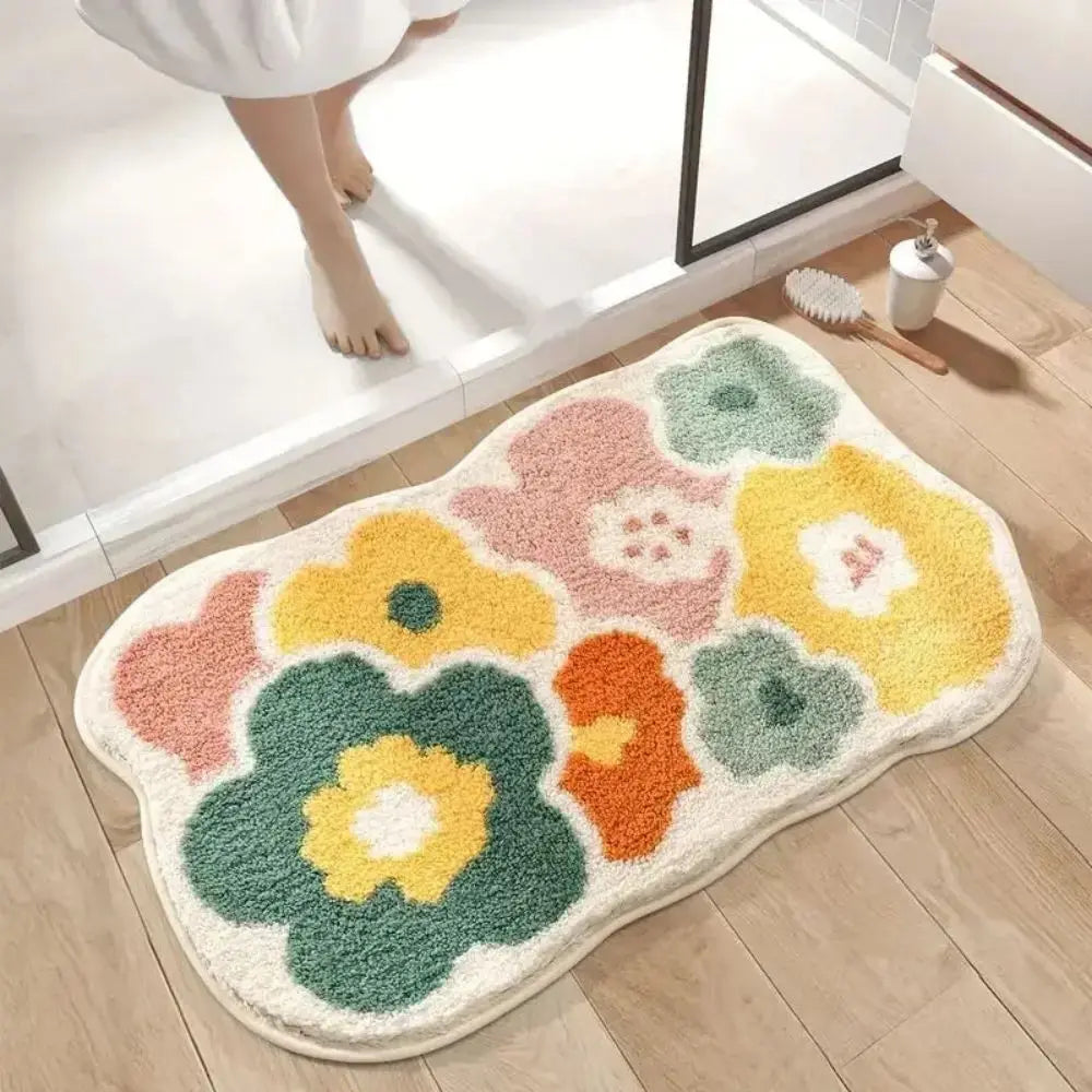 1pc 40*60cm bonito flor tapete do banheiro, máquina lavável tapete do banheiro, extra macio absorvente antiderrapante tapete de banho