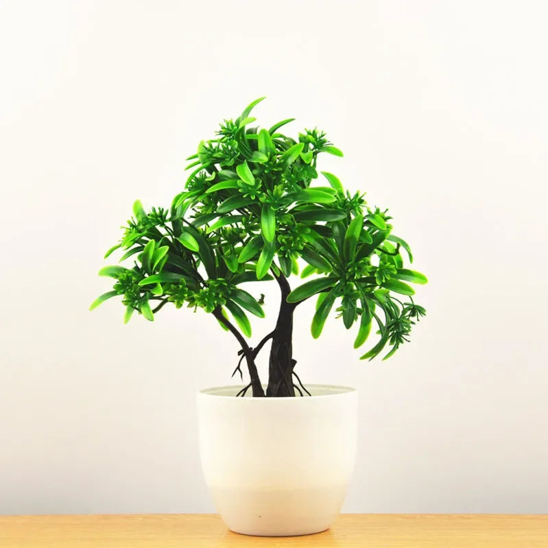 Plantas artificiais em vaso bonsai verde pequena árvore plantas flores falsas ornamentos em vaso para casa decoração do jardim festa decoração do hotel