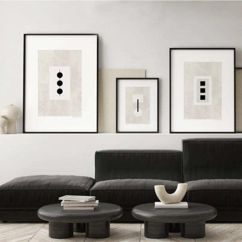 Minimalista abstrato preto e branco moderno japandi geométrico cartaz impressão pintura em tela galeria arte da parede para o quarto decoração casa