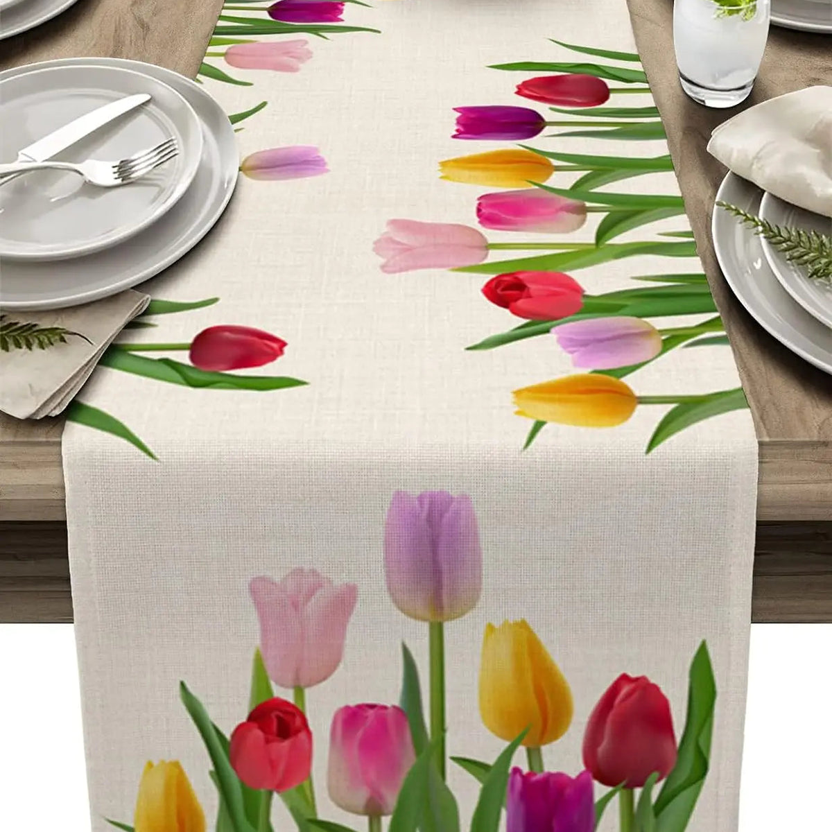 Páscoa tulipa flores corredores de mesa de linho cômoda cachecóis decoração de mesa primavera fazenda corredores de mesa de jantar decorações de casamento