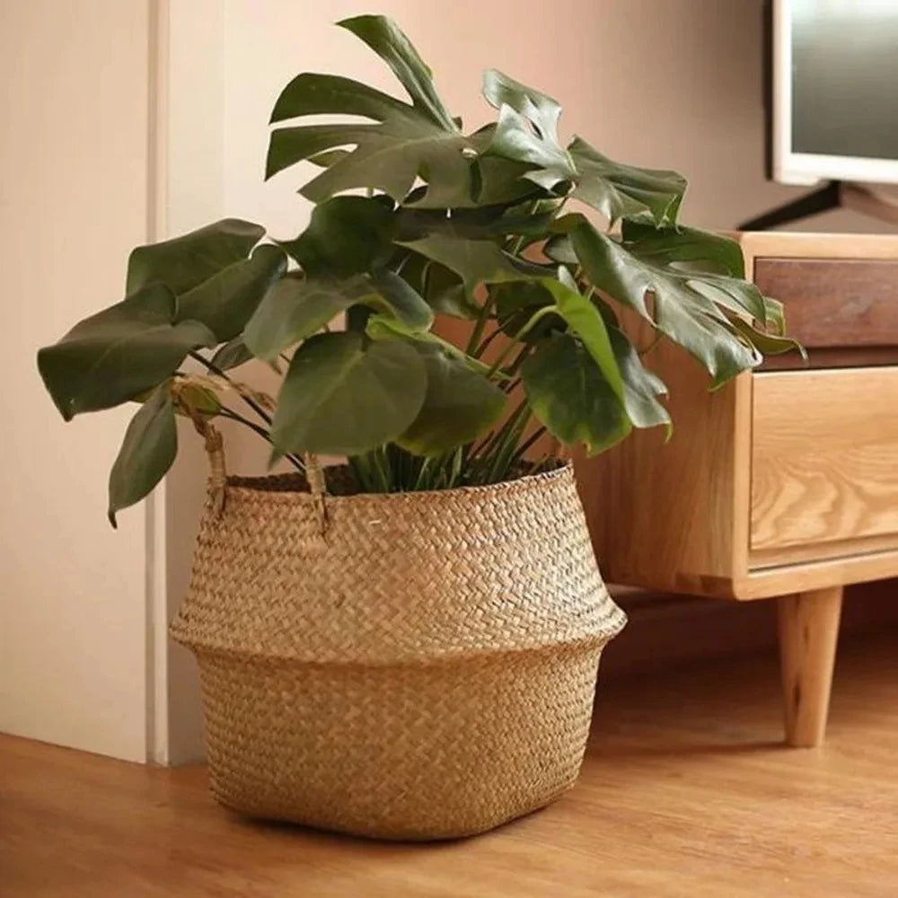 Vime Rattan Pendurado Flowerpot, Seagrass Cestas De Armazenamento, Folding Cestas De Lavanderia, Palha, Pastoral, Jardim, Planta, Decoração Home