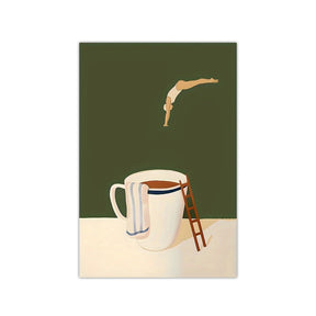 Retro café mergulho cartaz pintura em tela bom dia amante do café impressão arte da parede para sala de estar casa cozinha decoração sem moldura