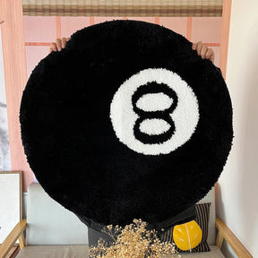 Tapete antiderrapante de bilhar preto, Tapete de quarto de pelúcia macia, Tapete de chão redondo, Vida e quarto, 8 bolas, 1 pacote