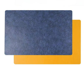 Inmos 4 peças de tapete de mesa de couro sintético estilo couro à prova d'água e resistente a óleo, placemat retangular de dupla face, design sem lavagem