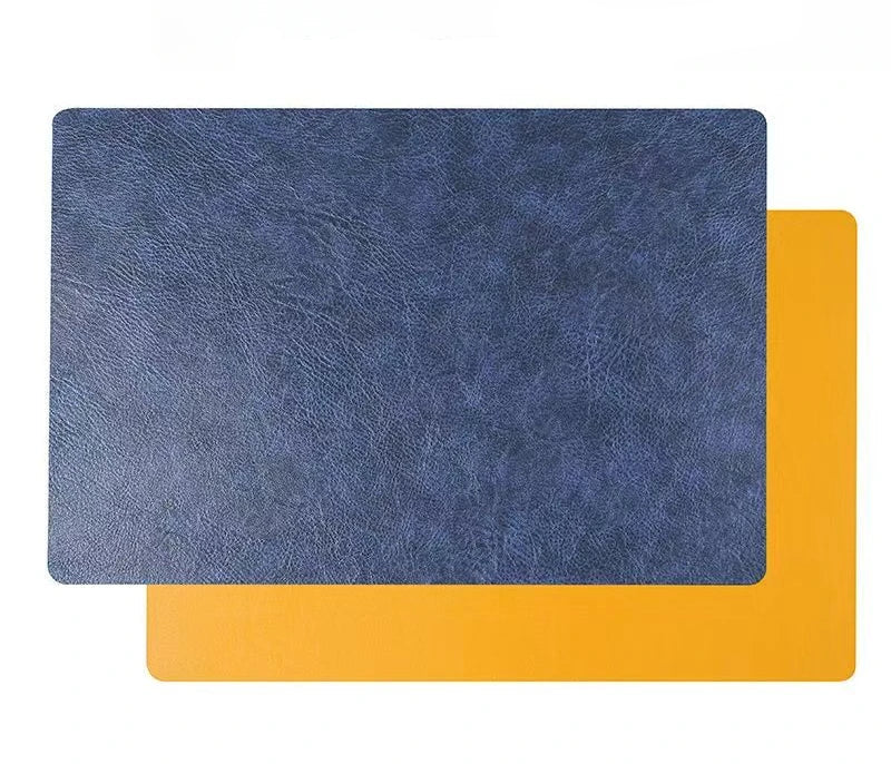 Inmos 4 peças de tapete de mesa de couro sintético estilo couro à prova d'água e resistente a óleo, placemat retangular de dupla face, design sem lavagem