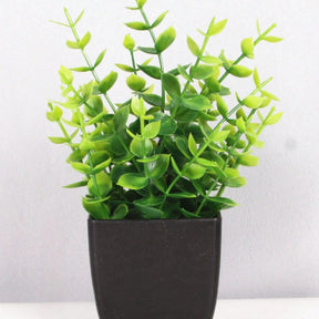 1pc planta falsa pote preto, mini planta artificial em vaso de eucalipto para decoração de mesa de banheiro de fazenda de escritório doméstico interno