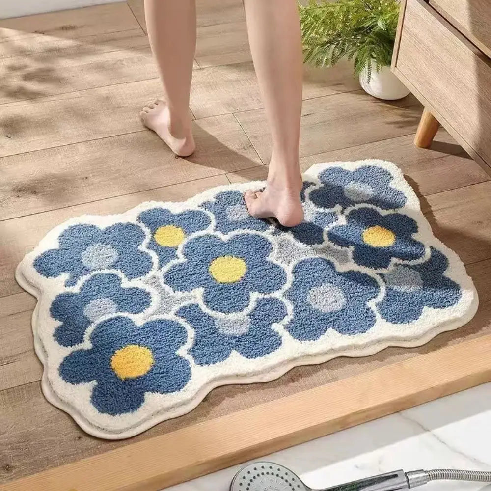 1pc 40*60cm bonito flor tapete do banheiro, máquina lavável tapete do banheiro, extra macio absorvente antiderrapante tapete de banho