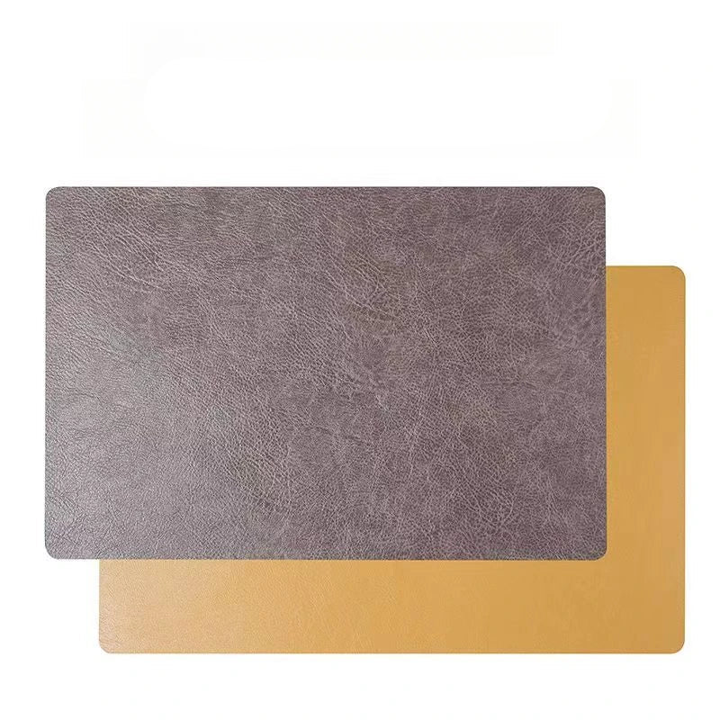 Inmos 4 peças de tapete de mesa de couro sintético estilo couro à prova d'água e resistente a óleo, placemat retangular de dupla face, design sem lavagem